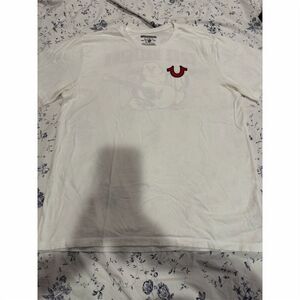 True Religion Men's Buddha Graphic T-Shirt White Size L Short Sleeve